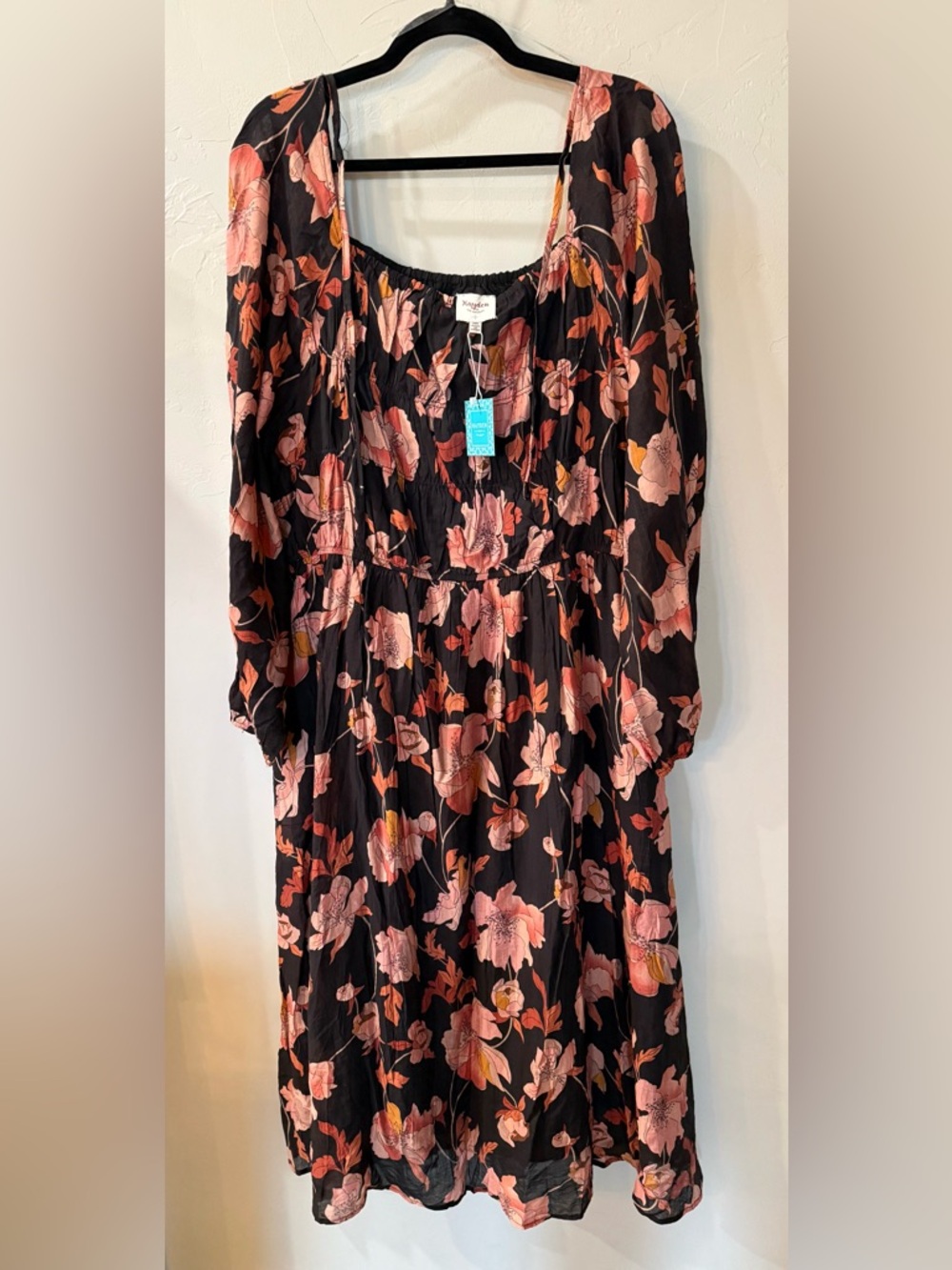 Hayden Black Maxi Dress long sleeves  with Floral Print Size 2XL